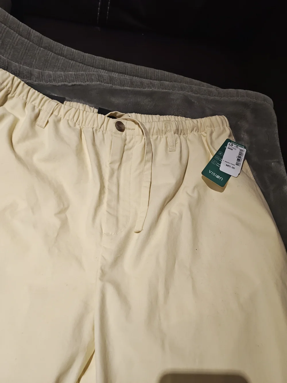 Men's Casual Drawstring Chinos in Cream M.